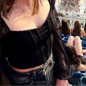 Elegant Black Sheer Women's Corset Top